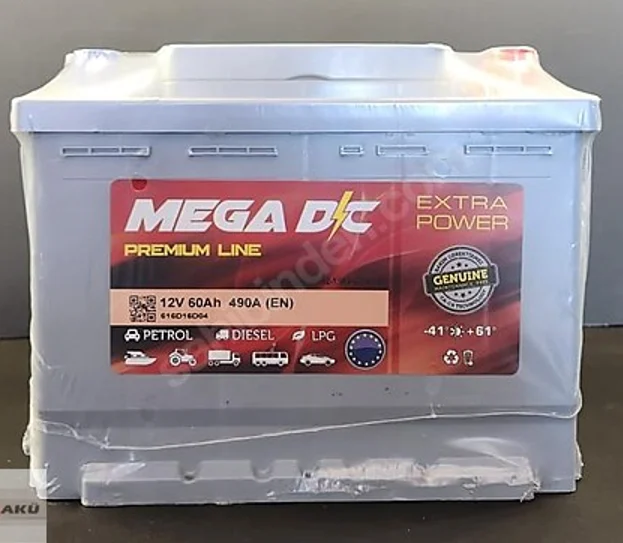 121 Mega Dc Akü 12V 60 Amper 2025 Üretim Bursa - Görsel 1